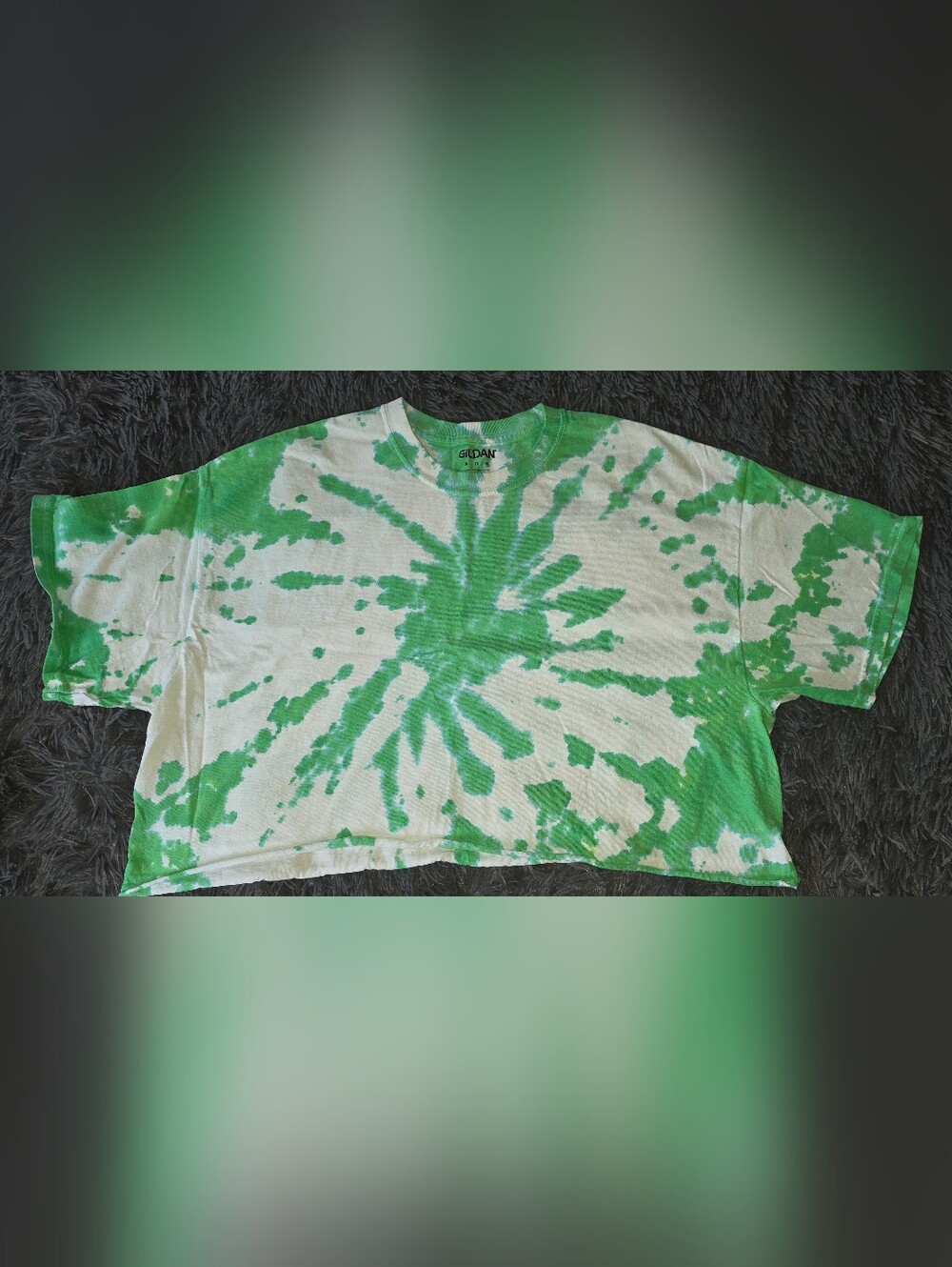 White and Green Tie-Dye Short Sleeve Tee
